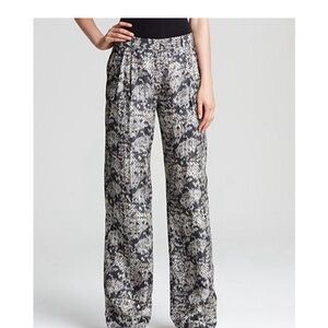 Theory 100% Silk Snake Skin Wide Leg Pants